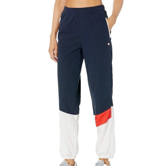 Champion Women Mixed Media Sweatpant Bold Style Meets Comfort Size L - Picture 1 of 10